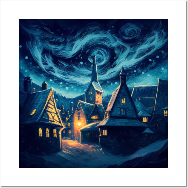 Starry Night Over Hogsmeade Village Wall Art by Grassroots Green